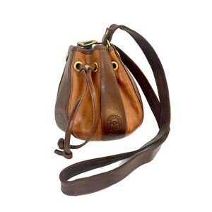 Marino Orlandi Two Tone Brown Leather Bucket Bag